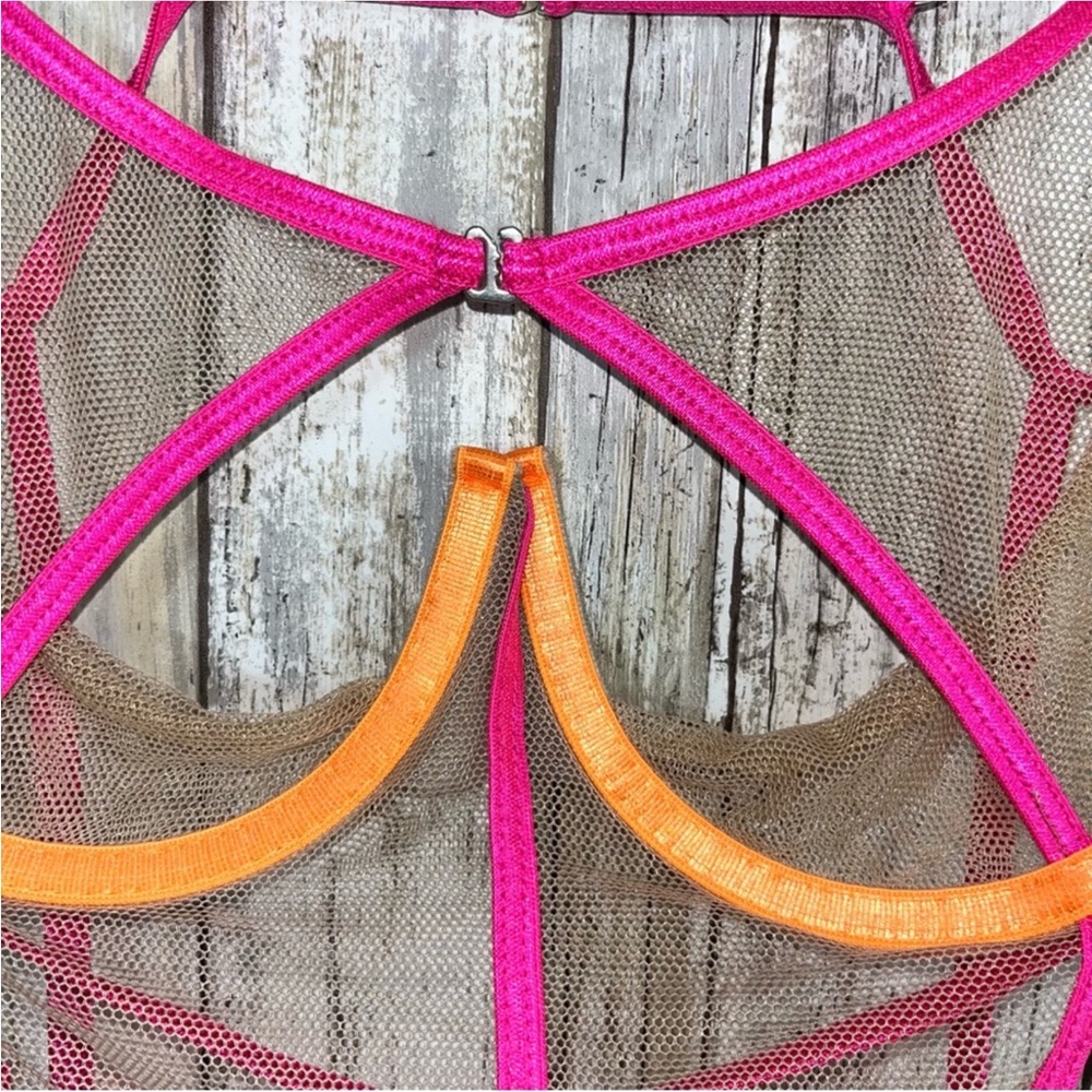 NWT Mapale Neon Candy Mesh Babydoll Lingerie - Picture 7 of 8